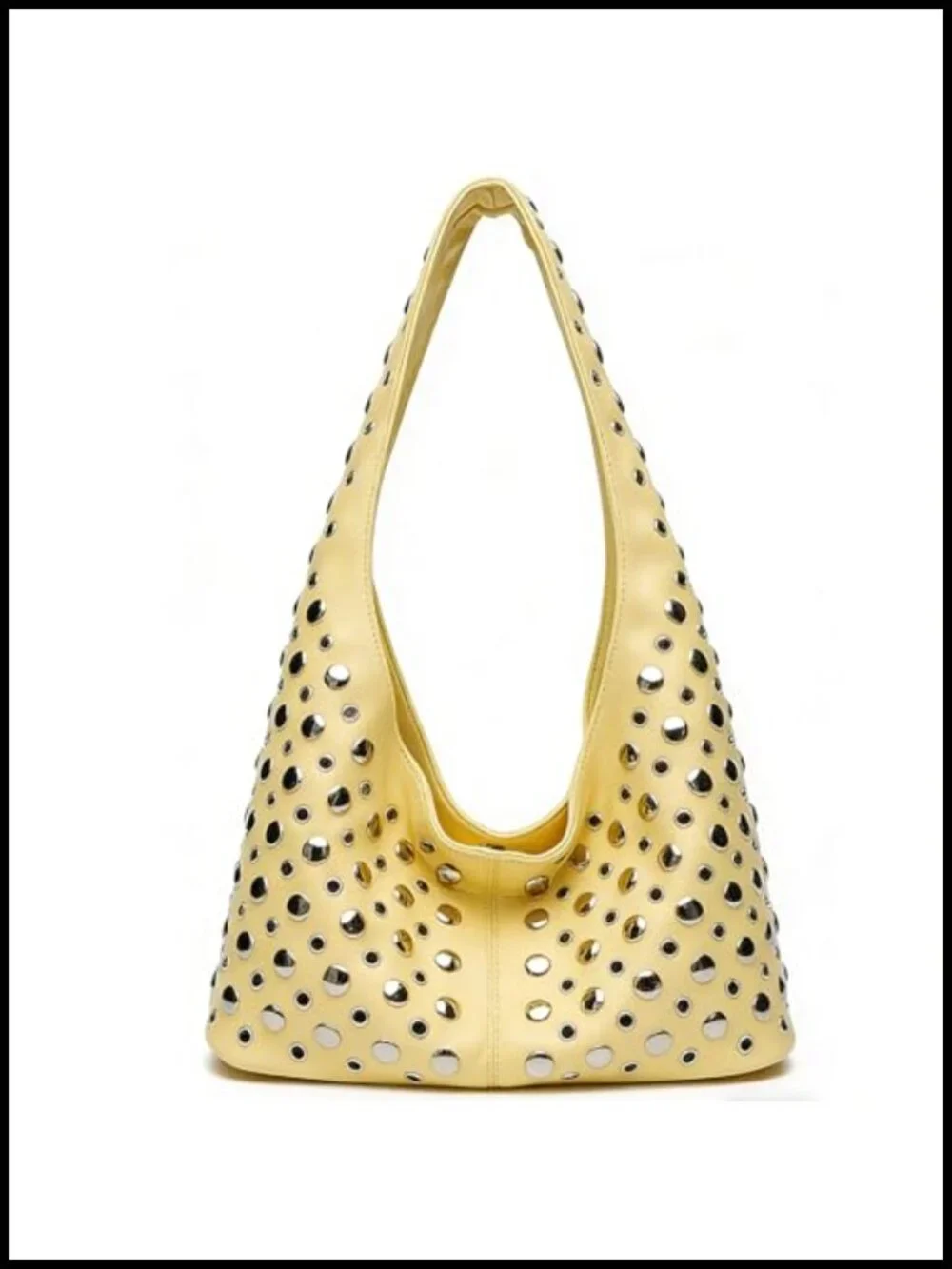 Women Punk Handbag Y2K Shoulder Purse Studded Soft PU Leather Tote Top Handle